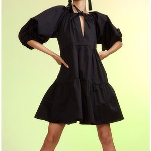 Cynthia Rowley Black Kabash Cotton Tiered Dress